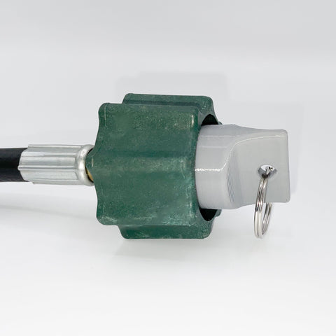 AzJake Propane Hose Plug shows integrated storage ring for quick access.