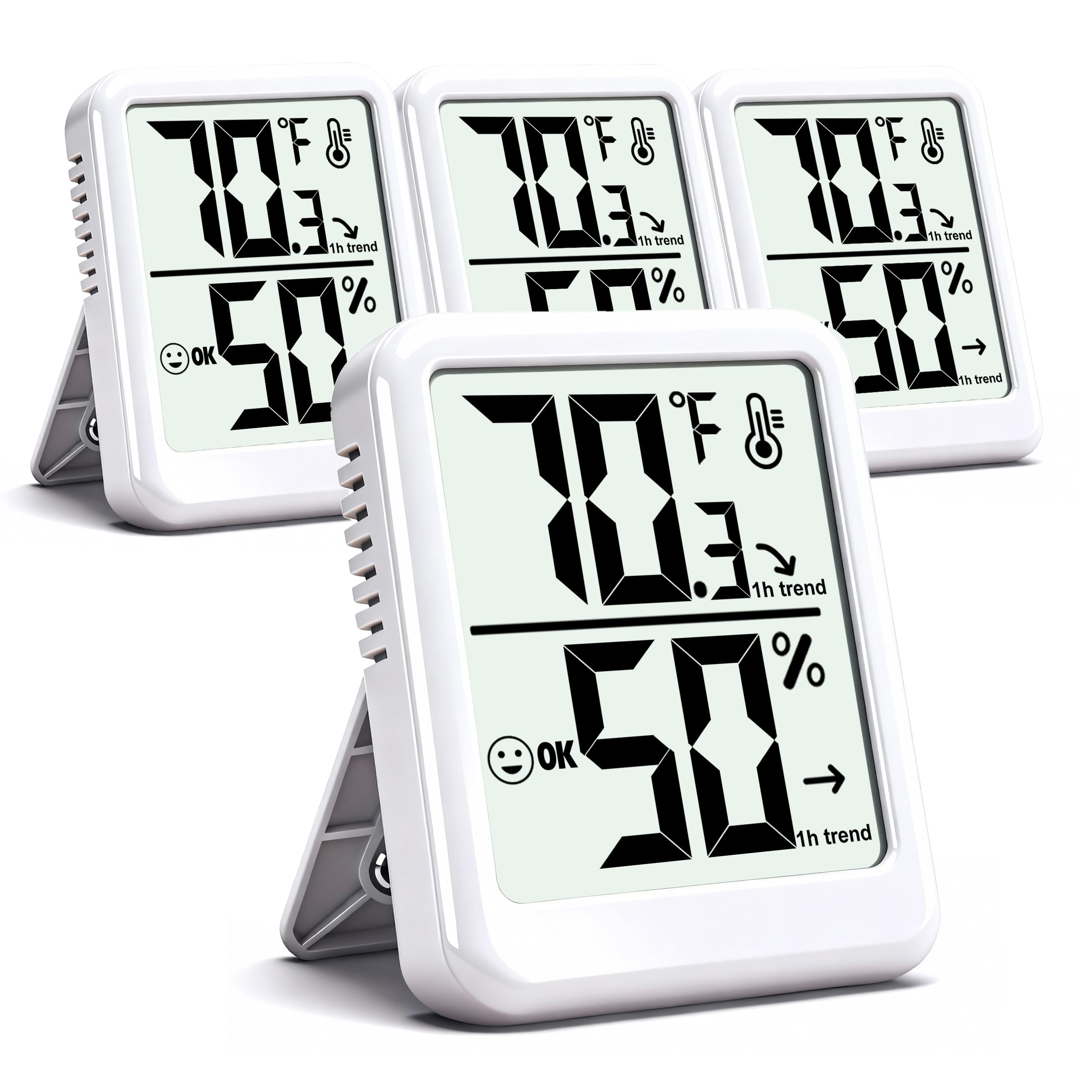 Azosowo 4-pack room thermometer with indoor display for home monitoring.