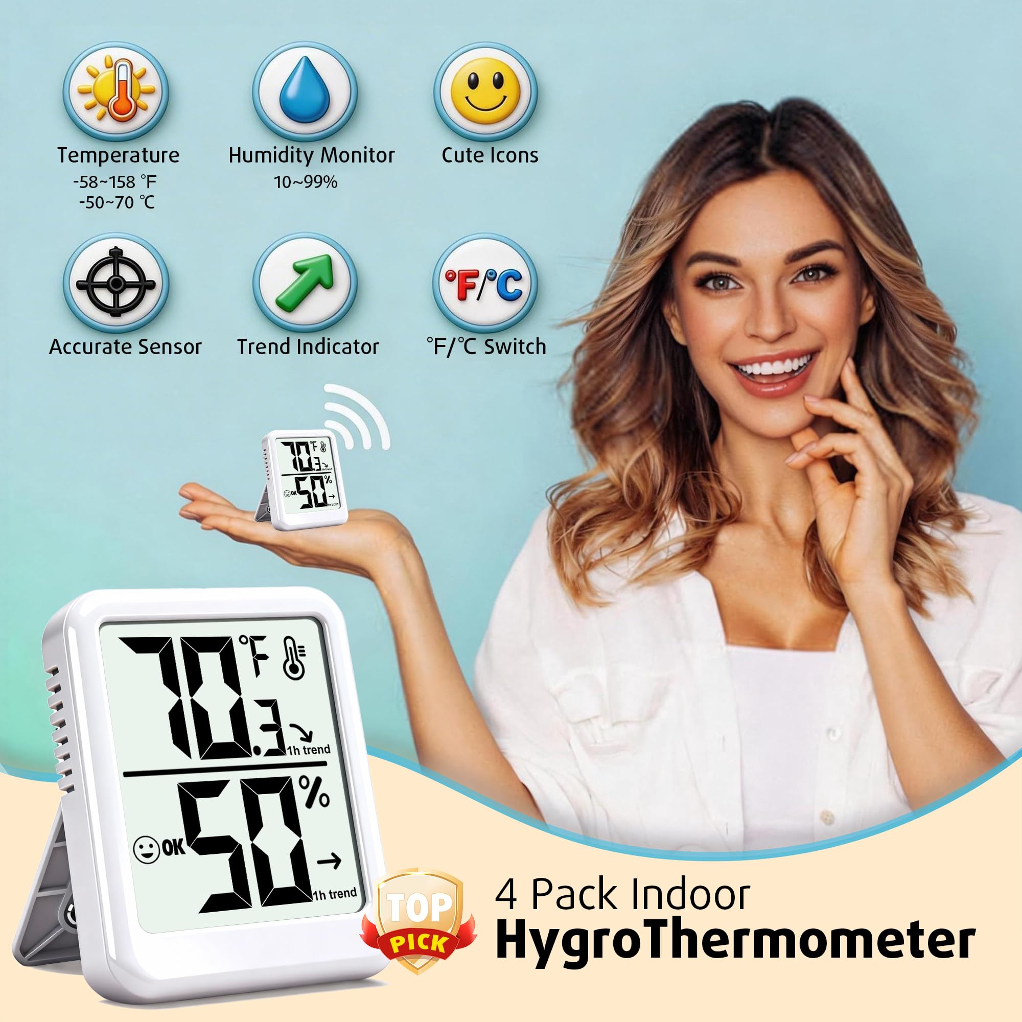 Azosowo digital temp humidity sensor delivers fast, accurate readings.