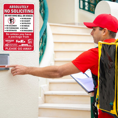 AzReference 14x10 sign conveys comprehensive no solicitations policy.