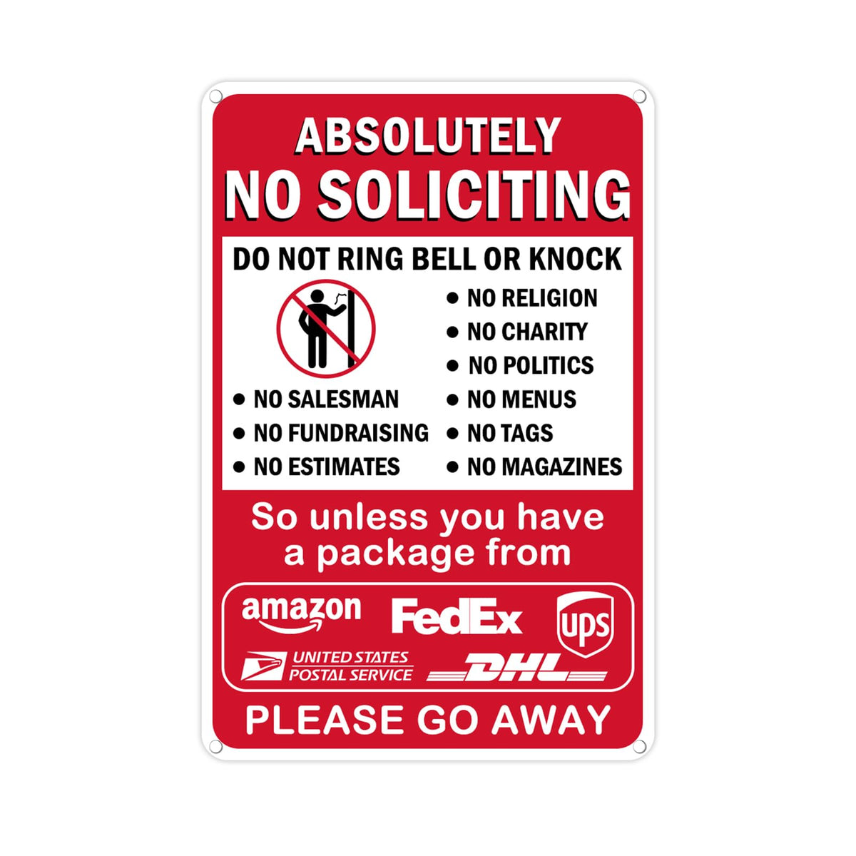 AzReference no soliciting sign front view with bold red text for curb appeal.