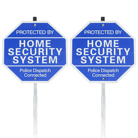 AzReference protected-by-home-security-sign 2-pack signals security in the yard.