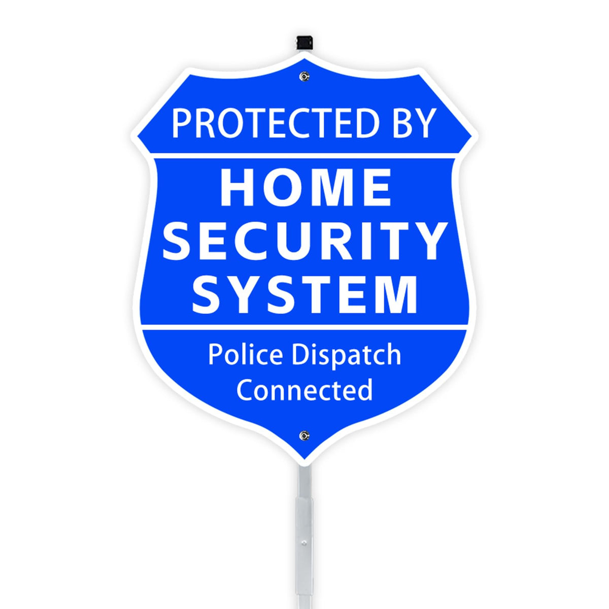 AzReference shield-shaped sign 9x11 deters intruders in the front yard.