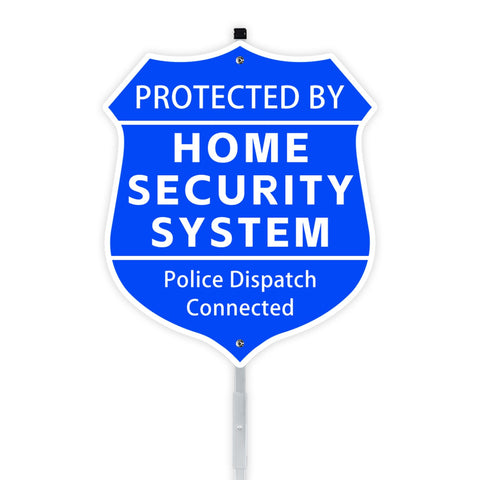 AzReference shield-shaped sign 9x11 deters intruders in the front yard.
