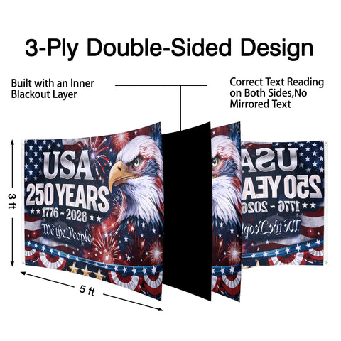 Azrra 250th flag back design shows We the People and eagle clearly