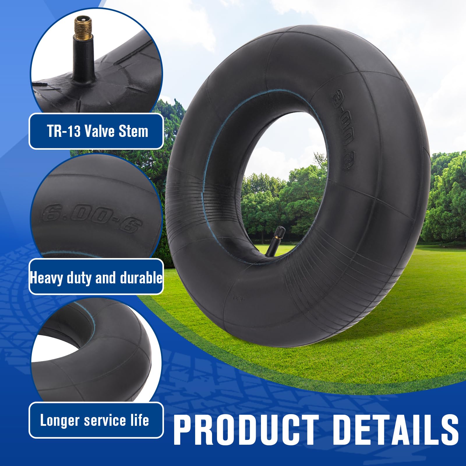 AZUNYYDS heavy-duty inner tube in hand shows durable rubber construction.