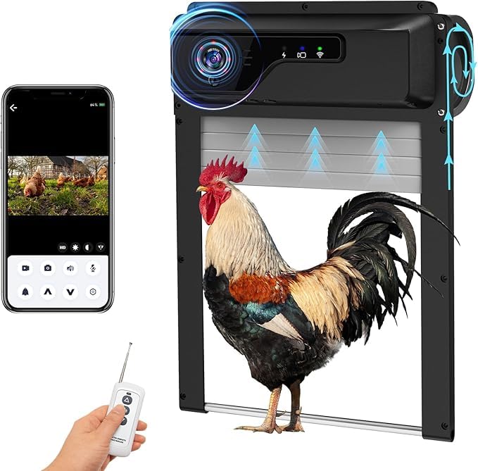 Azureblom solar coop door setup showing easy installation and automatic access