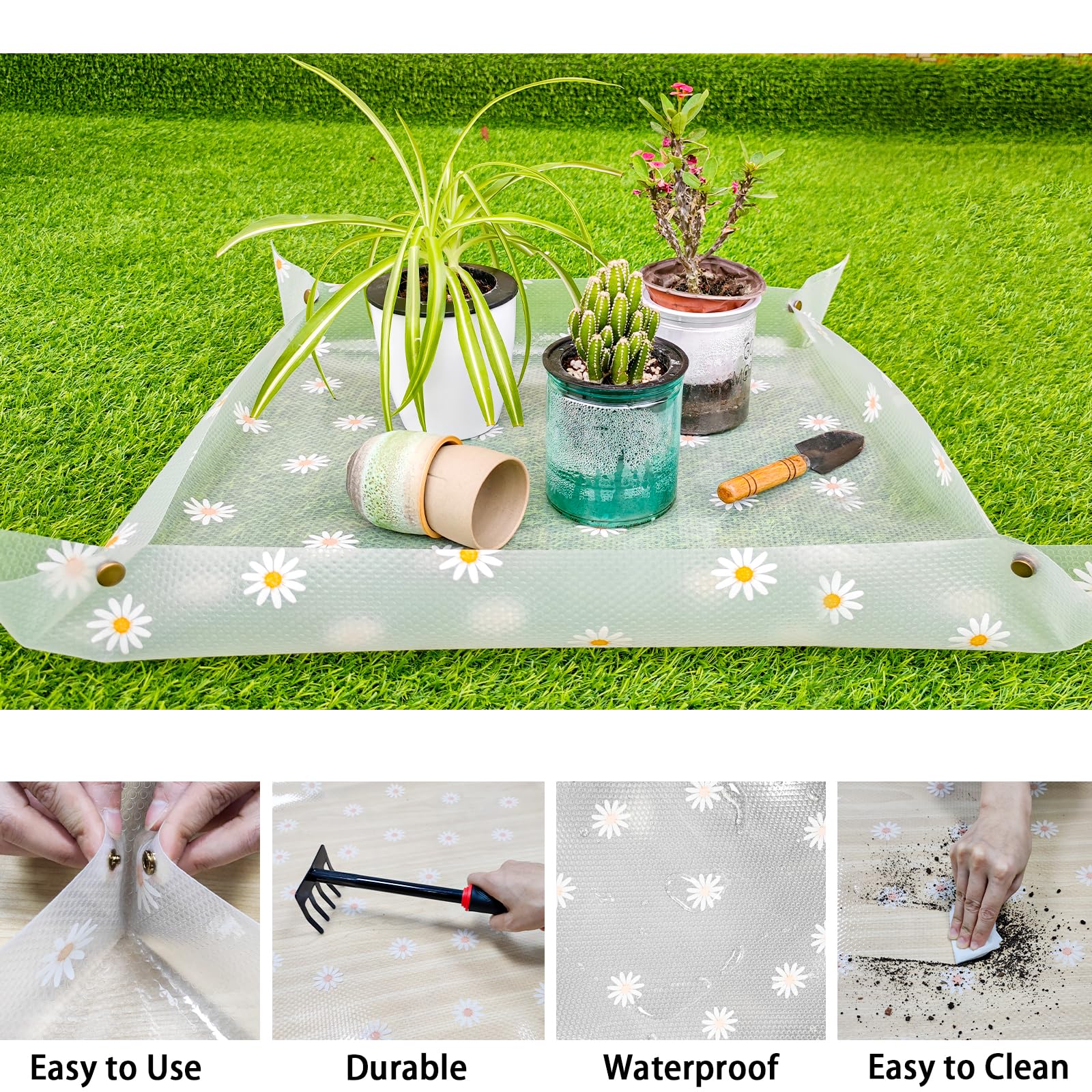 Azureblue foldable gardening mat for portable potting sessions and compact storage