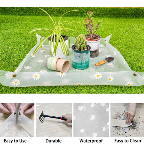 Azureblue foldable gardening mat for portable potting sessions and compact storage
