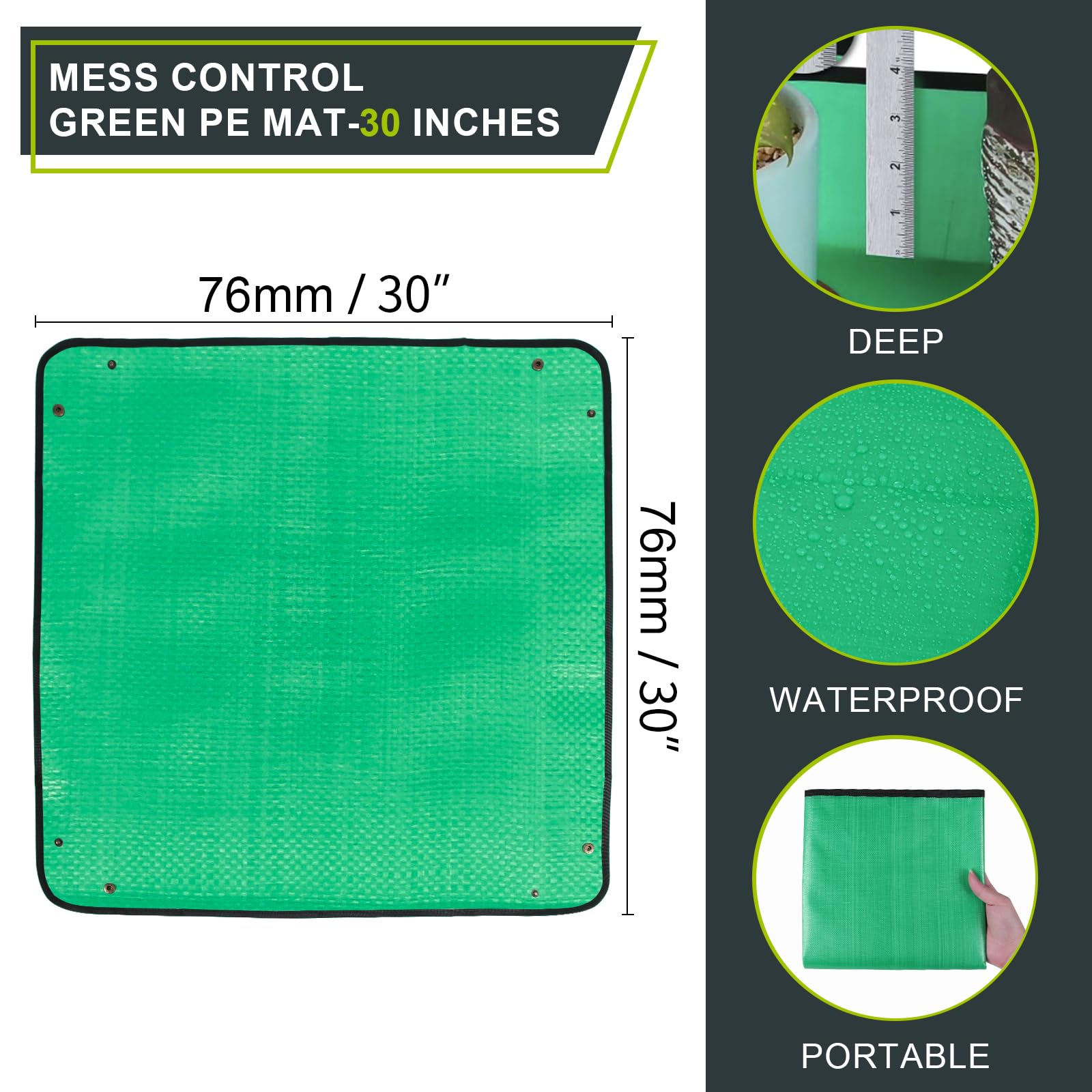 Azureblue repotting mat shows thick waterproof fabric and side walls
