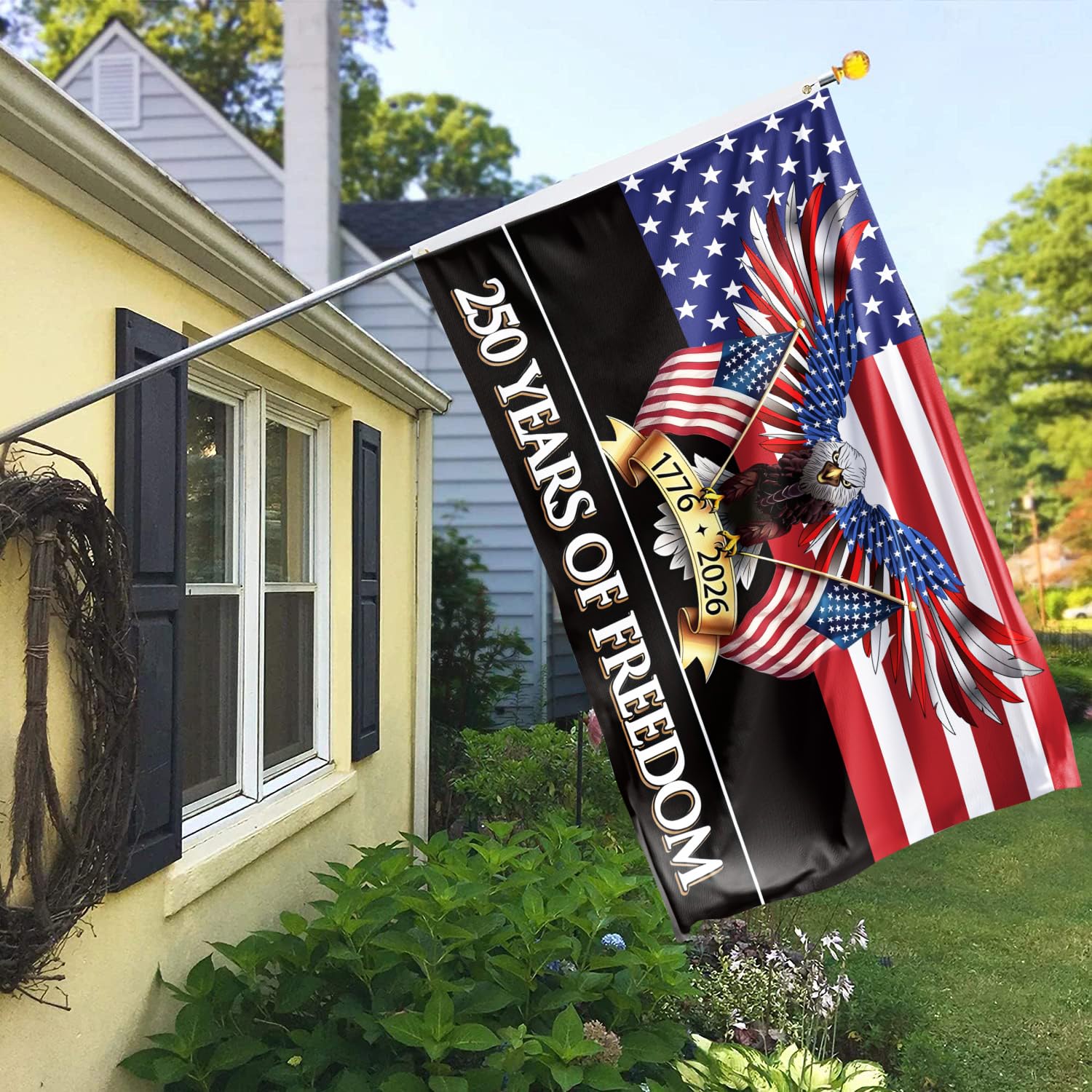 Closeup of brass grommets on Azurtis flag for durable mounting outdoors