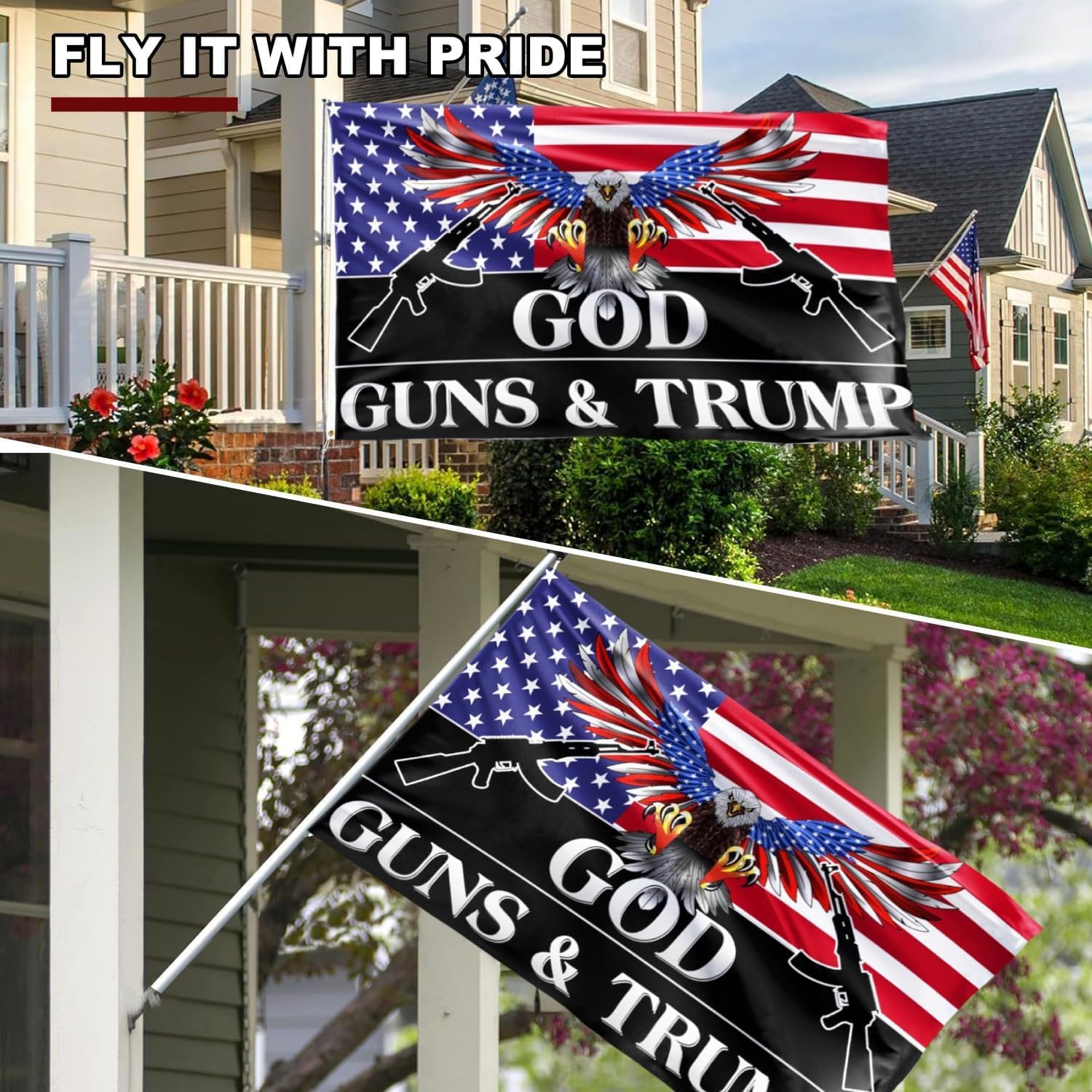 Azurtis brass grommets Trump flag offers secure attachment on any flagpole.