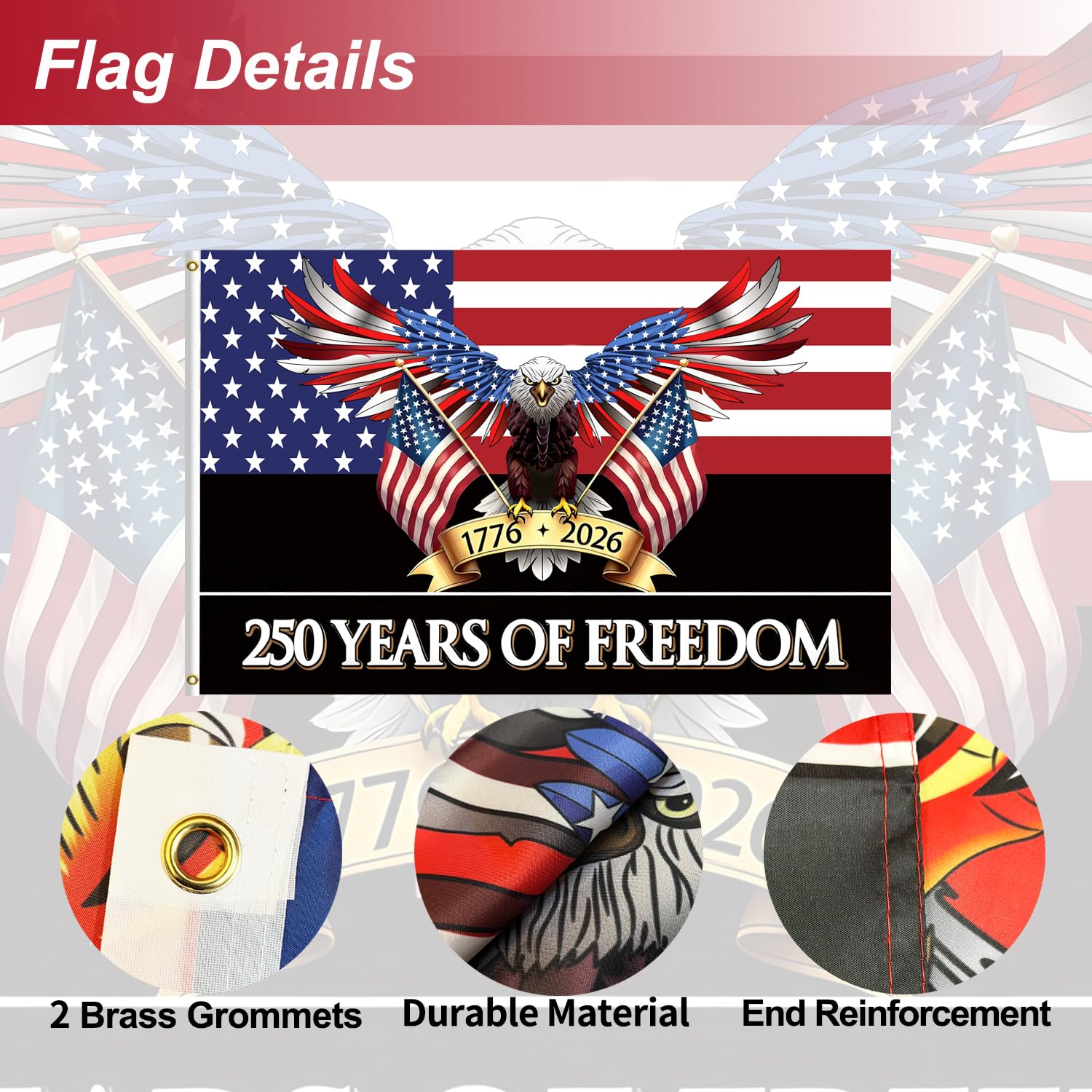 Vibrant colorprint on Azurtis flag maintained at distance