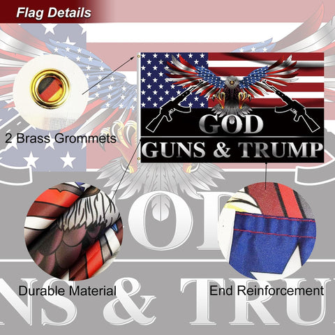 Azurtis double-stitched edge Trump flag for long-lasting outdoor durability.