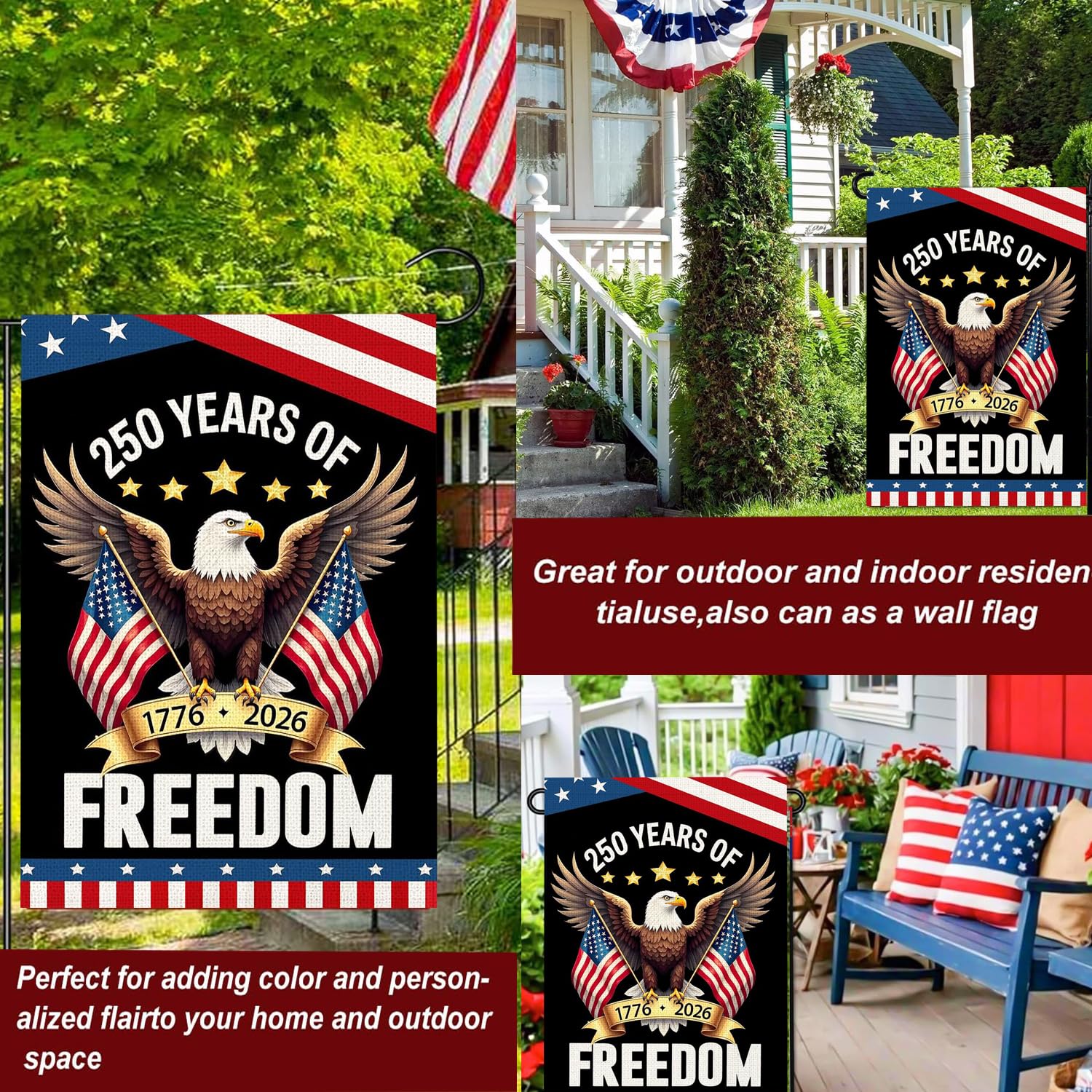 Azurtis front yard garden flag decor, vibrant patriotic design.