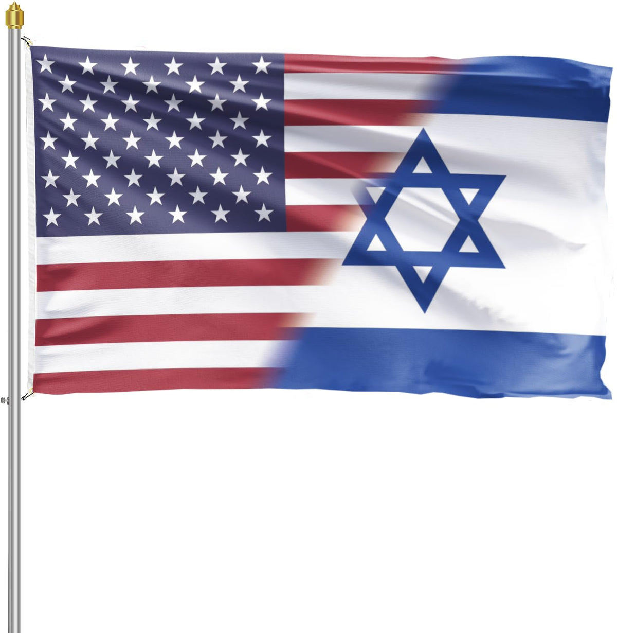 Azurtis Israel American Flag 3x5 outdoor flag ready for durable outdoor display.
