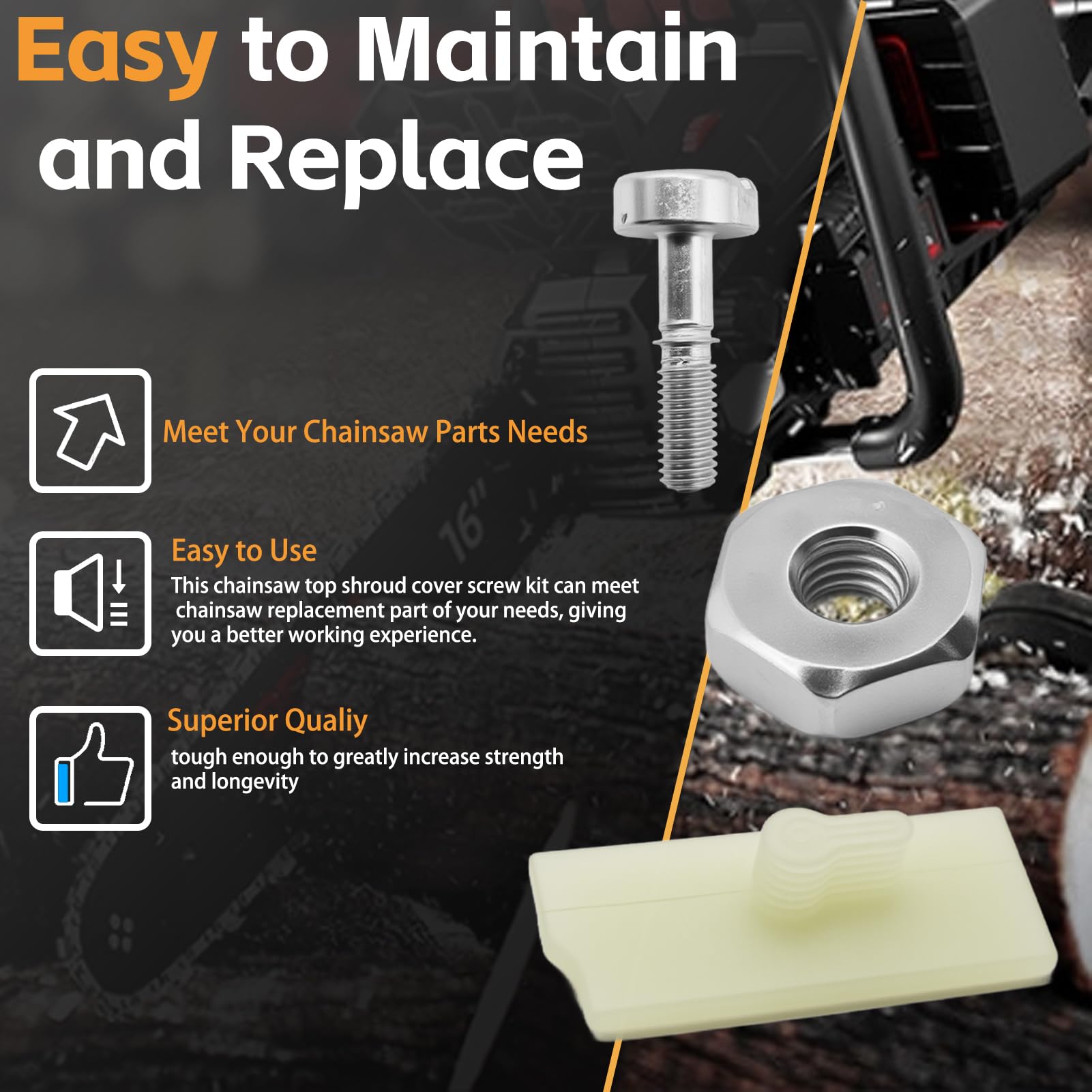 AZXX bar nut for chainsaw fits Stihl models, ensuring secure bar alignment