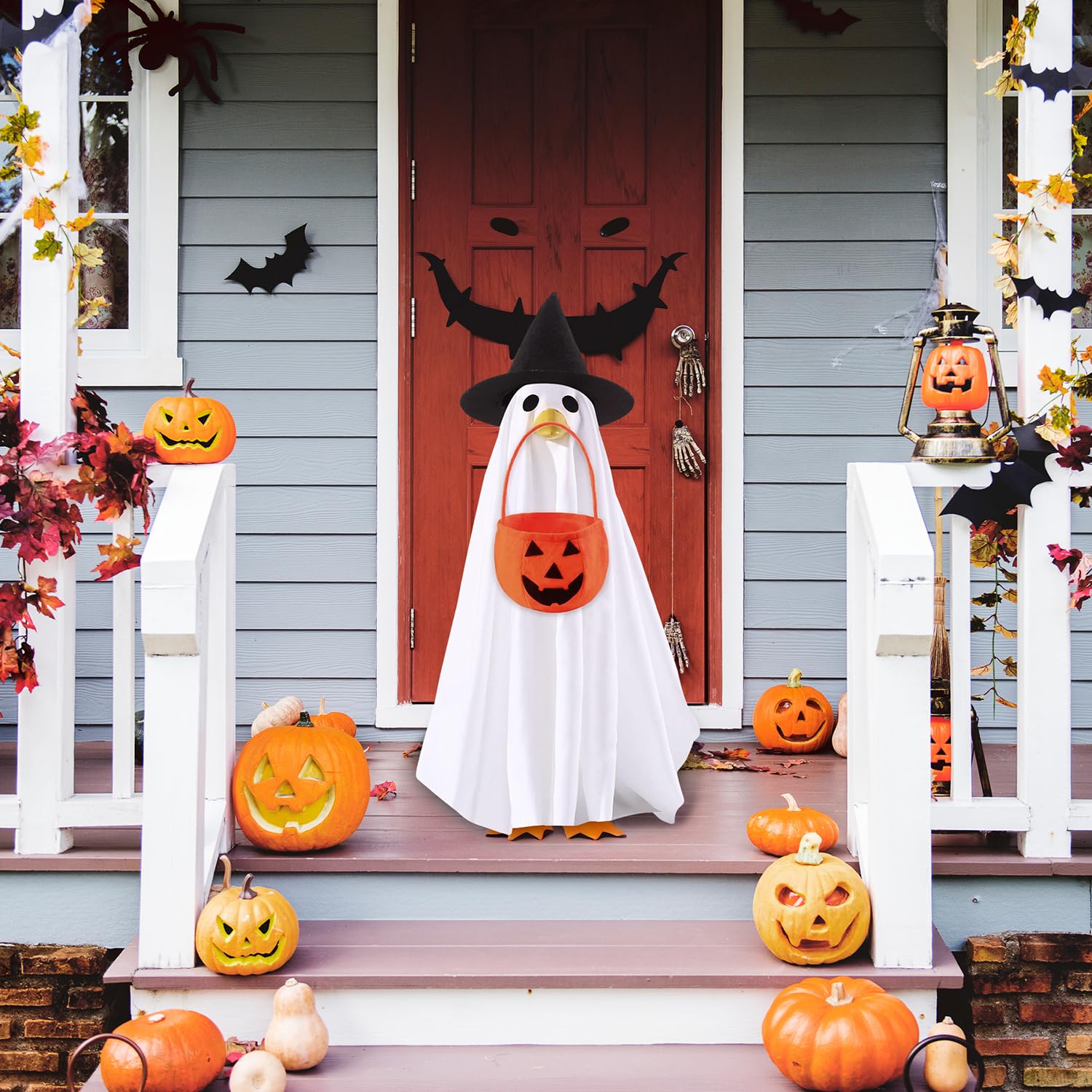 AZYM weatherproof fabric withstands sun and rain for outdoor Halloween displays.