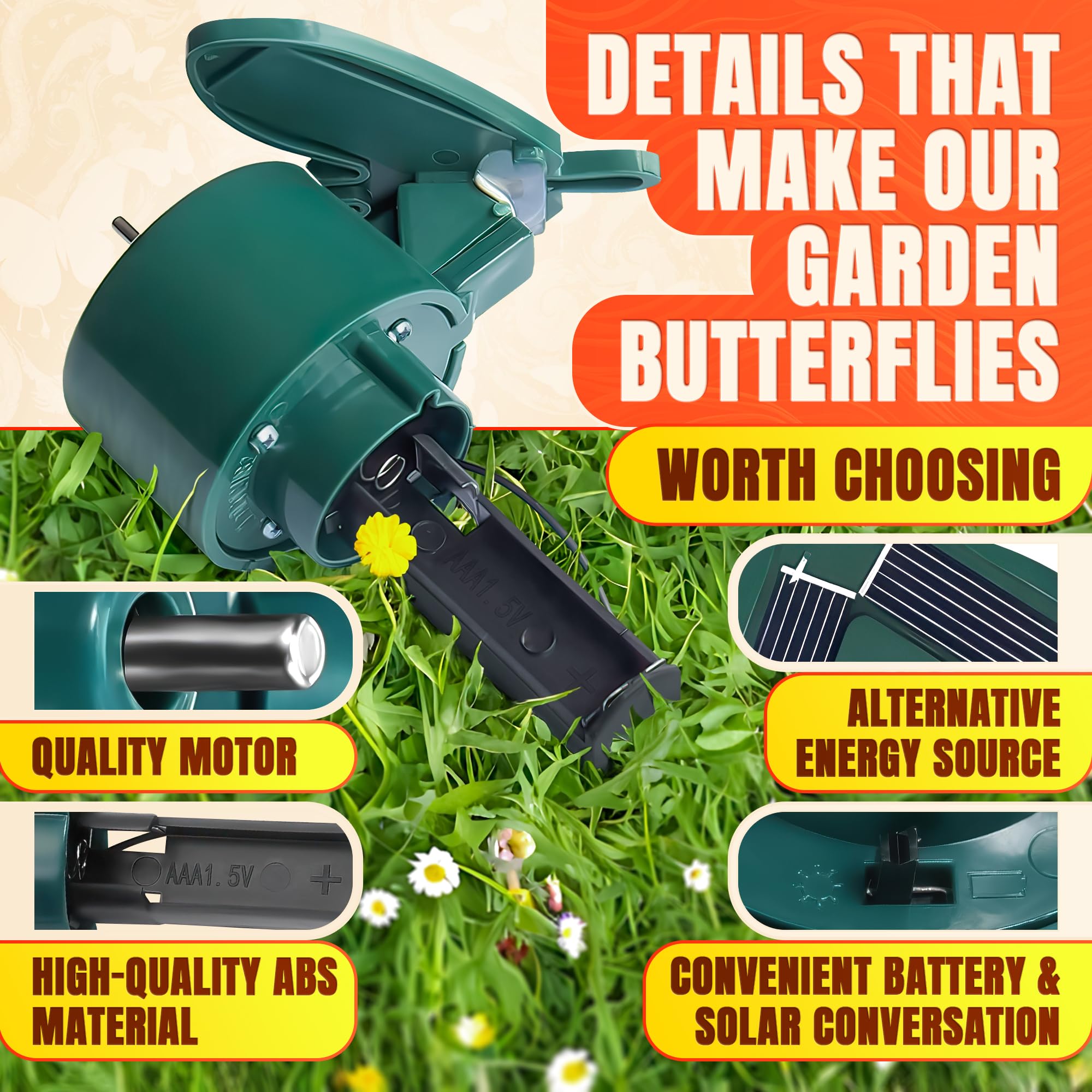 AZZORI solar butterfly stake easy ground setup for instant outdoor charm.