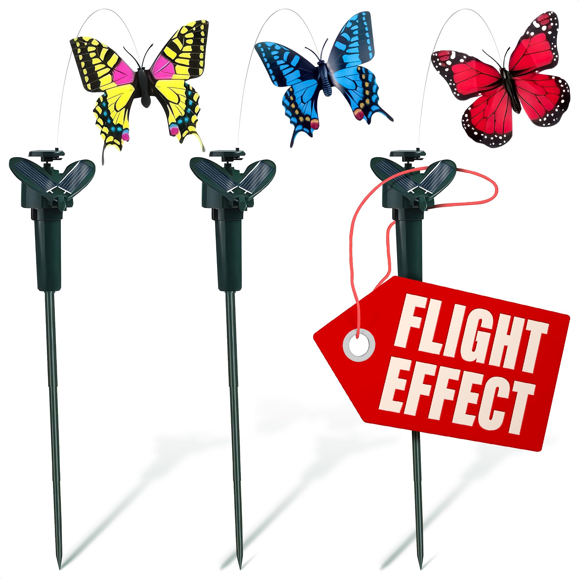 AZZORI solar butterfly stake with fluttering motion for vibrant garden decor.