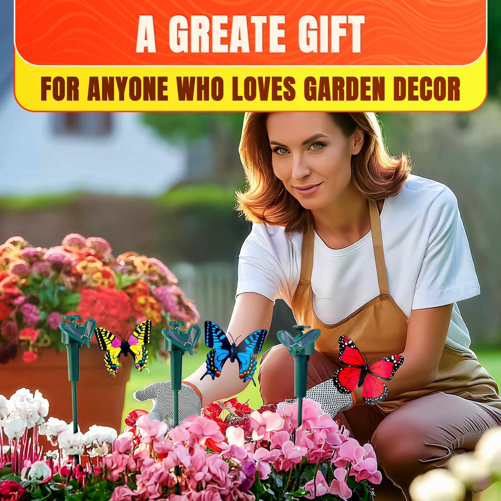 AZZORI solar butterfly stake brightens Easter yard displays with fluttering wings.