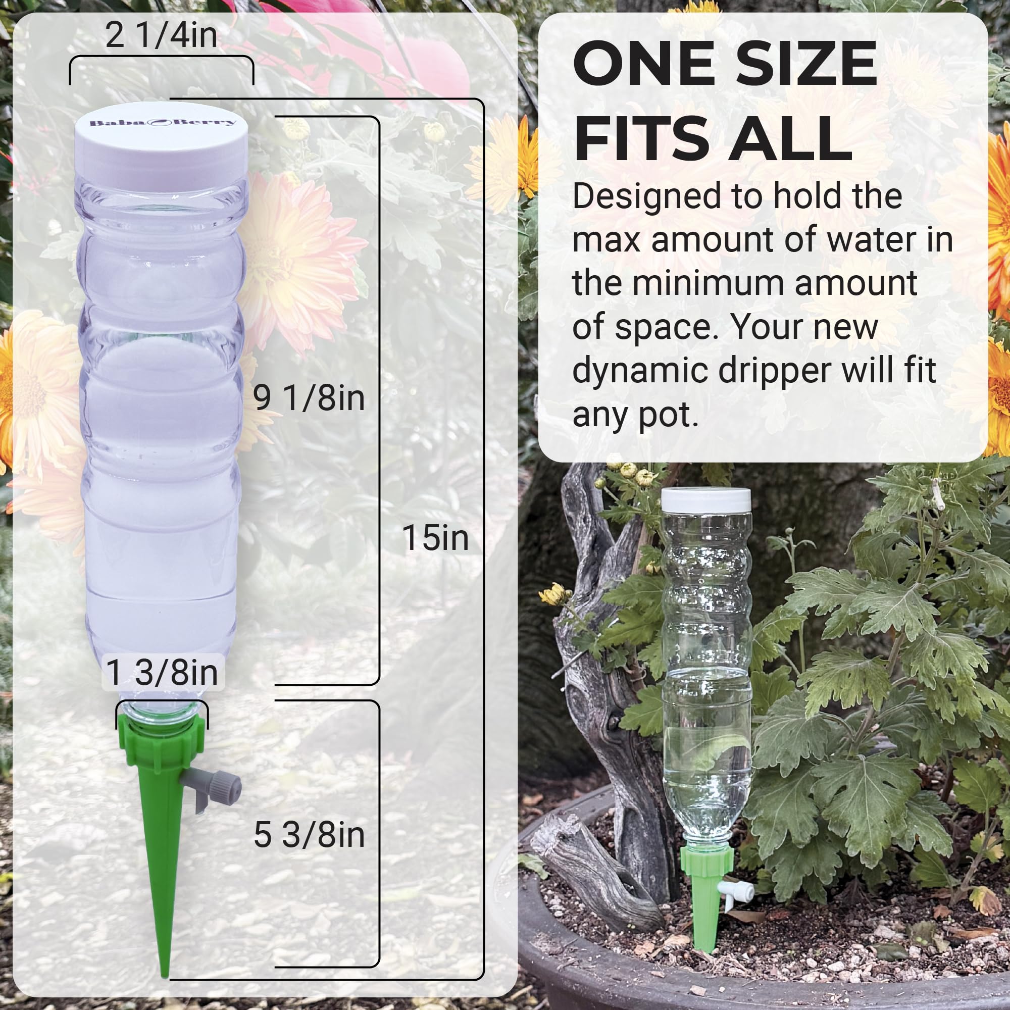 BabaBerry leak-free connections keep watering mess-free and simple
