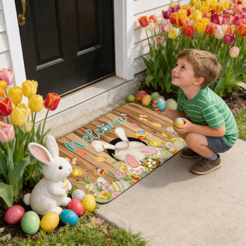 Babylounger Easter welcome mat boosts seasonal home decor.