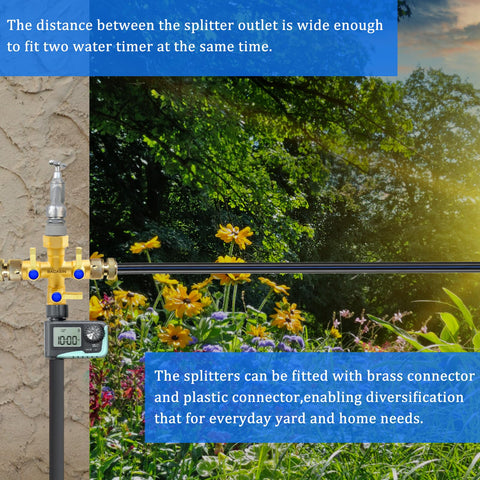 BACASIN brass garden hose splitter irrigation setups image shows versatile uses for watering and misting.