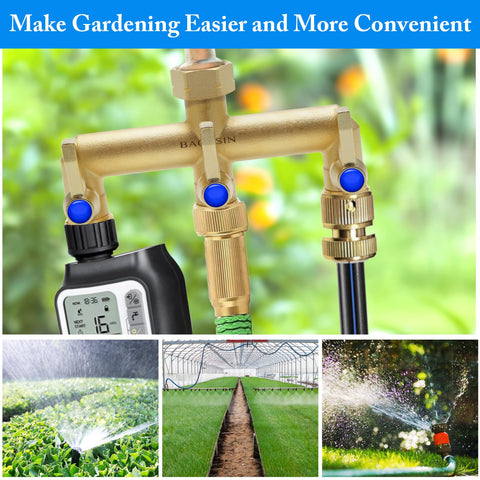 Versatile BACASIN splitter supports multiple hoses for irrigation and washing tasks.