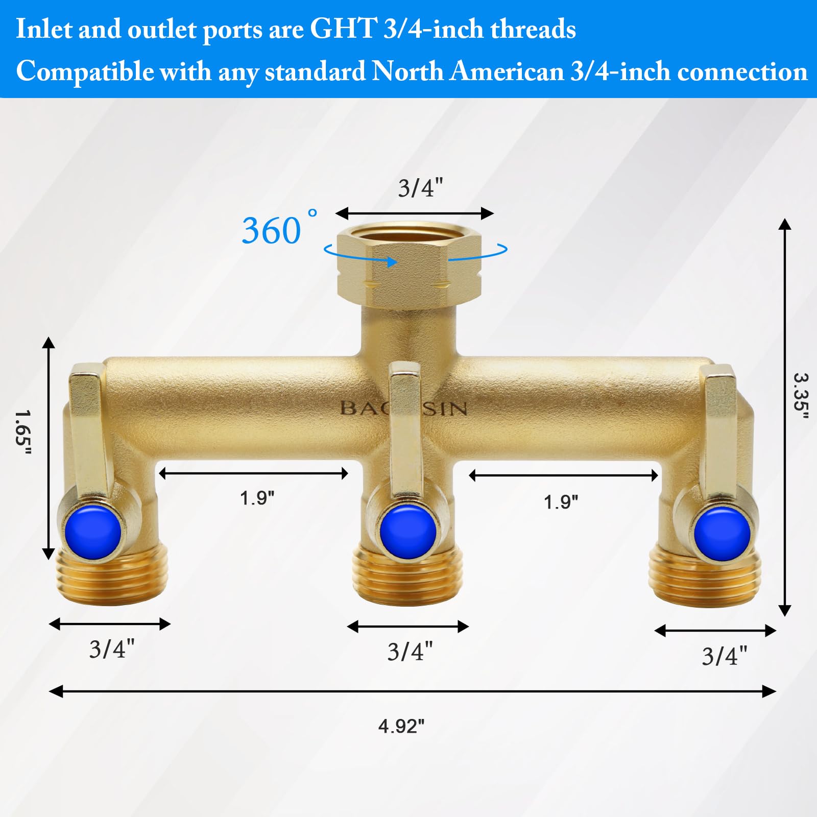 Standard GHT interfaces on BACASIN ensure universal faucet compatibility.