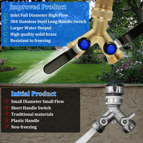 BACASIN brass Y-valve diverter assembly with durable hardware for long life