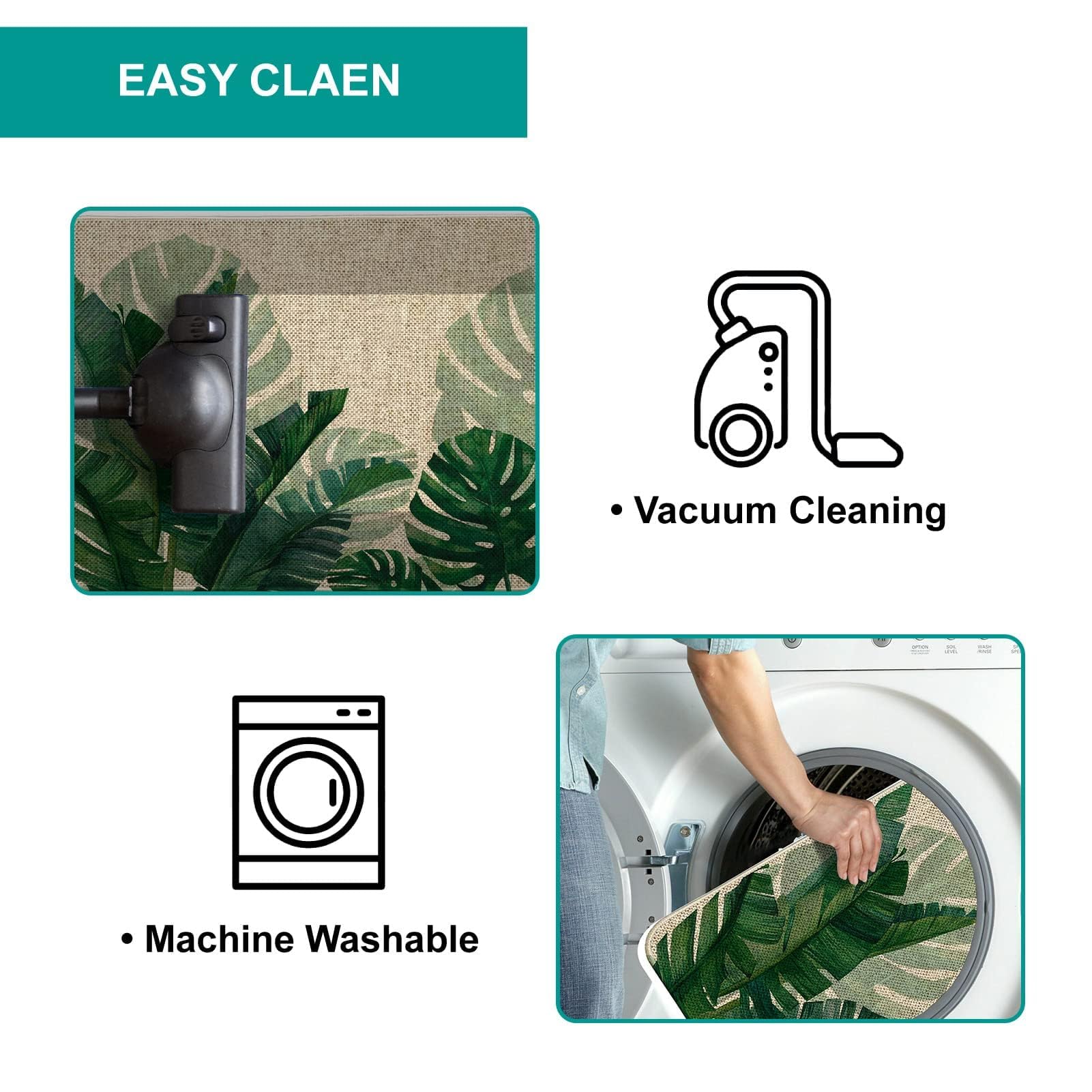 Baccessor 17x29 inch Monstera door mat fits standard doors with low profile
