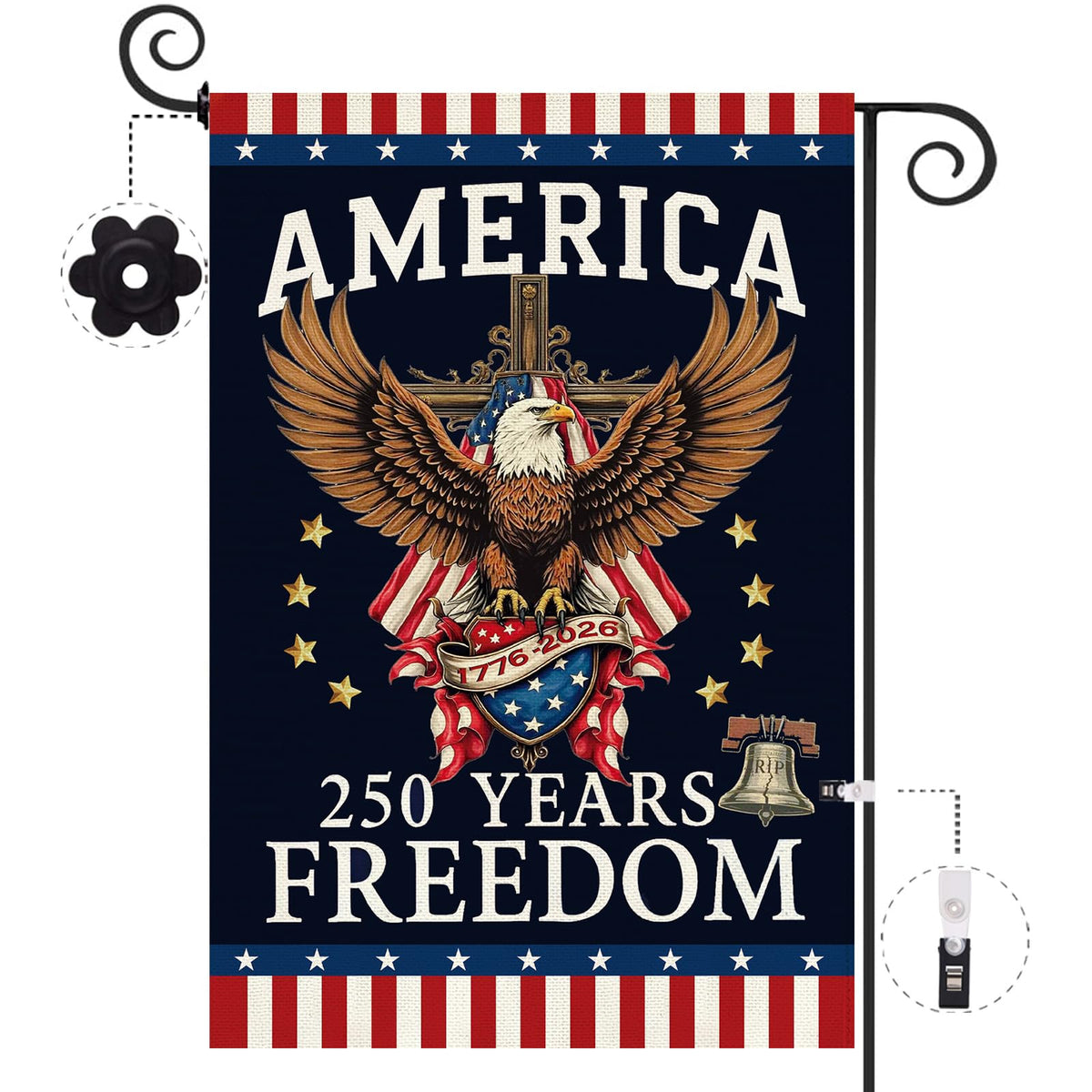 Baccessor 250th Anniversary flag, double-sided design for outdoor visibility.