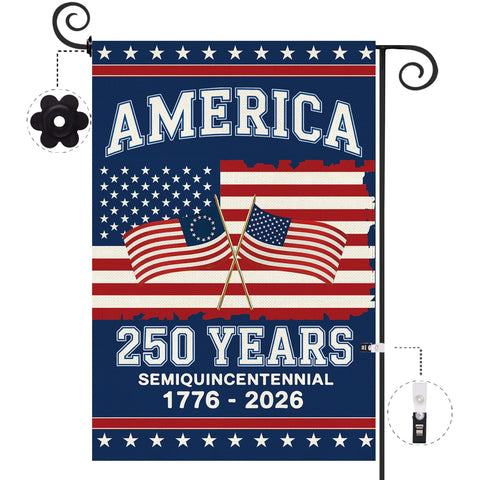 Baccessor 250th Anniversary America flag front double-sided 12x18 for all-season outdoor display