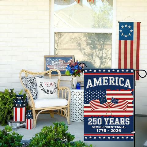 Baccessor 250th Anniversary America flag side view shows durable two-layer fabric