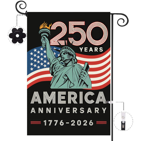 Baccessor 250th Anniversary flag with double-sided print for clear outdoor viewing.