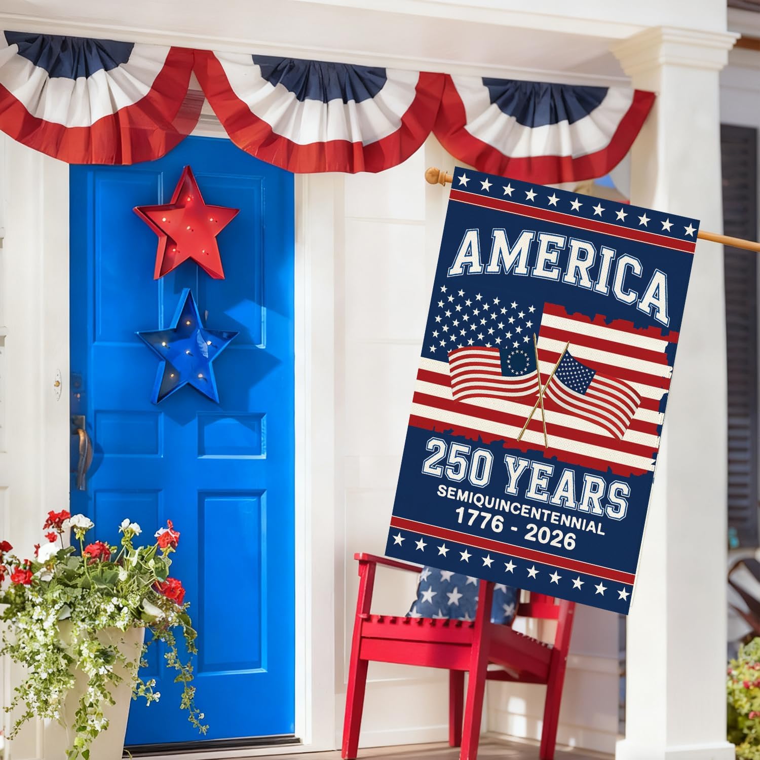 Baccessor 250th Anniversary flag anti-skid sleeve at the top for secure mounting