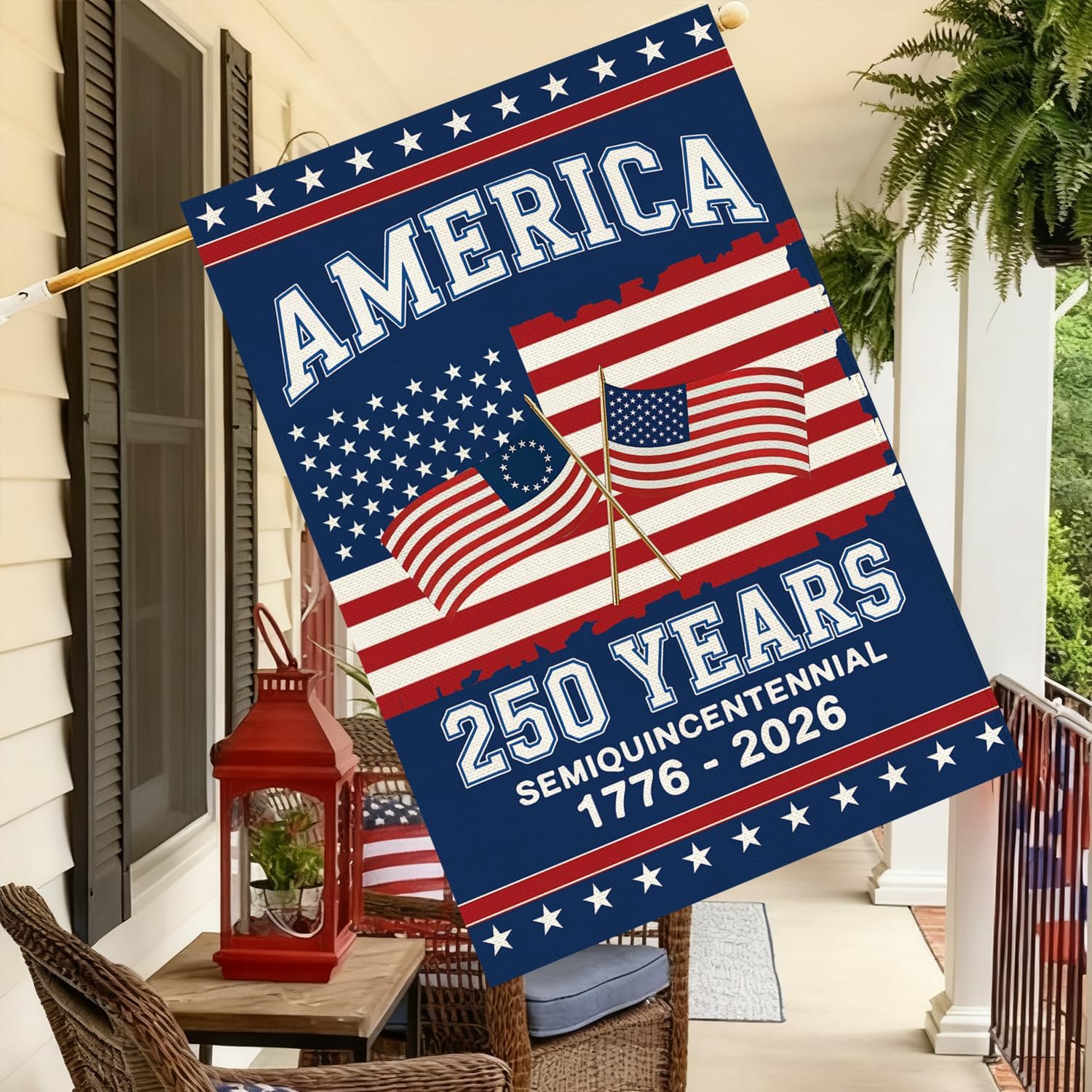 Baccessor 250th Anniversary flag closeup print highlights crisp colors and durable stitching