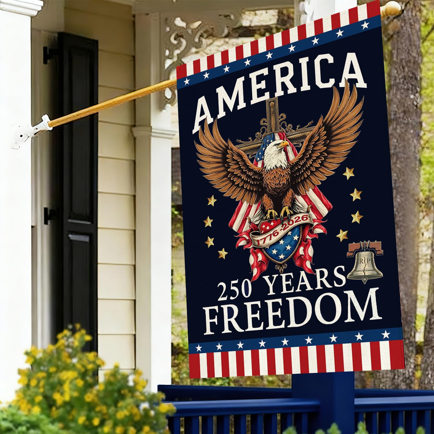 Baccessor 250th Anniversary house flag for garden decor and curb appeal