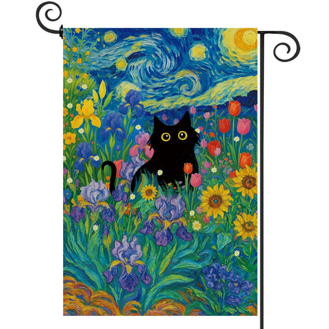 Baccessor black cat flag front view, double-sided print for a vibrant welcome year-round.
