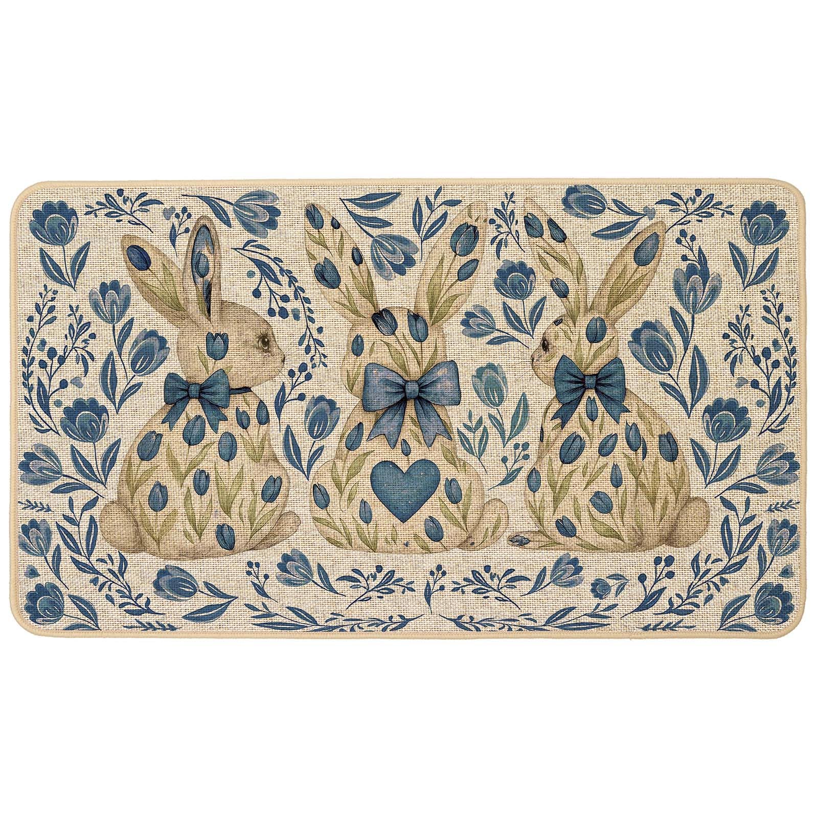 Baccessor Blue Easter Bunny Door Mat welcomes guests outdoors with playful design