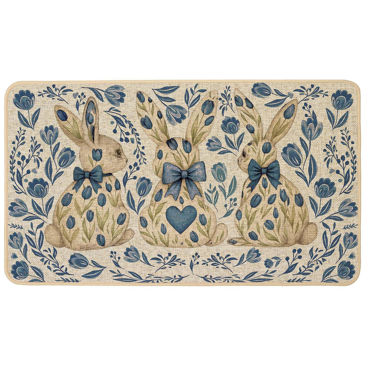 Baccessor Blue Easter Bunny Door Mat welcomes guests outdoors with playful design