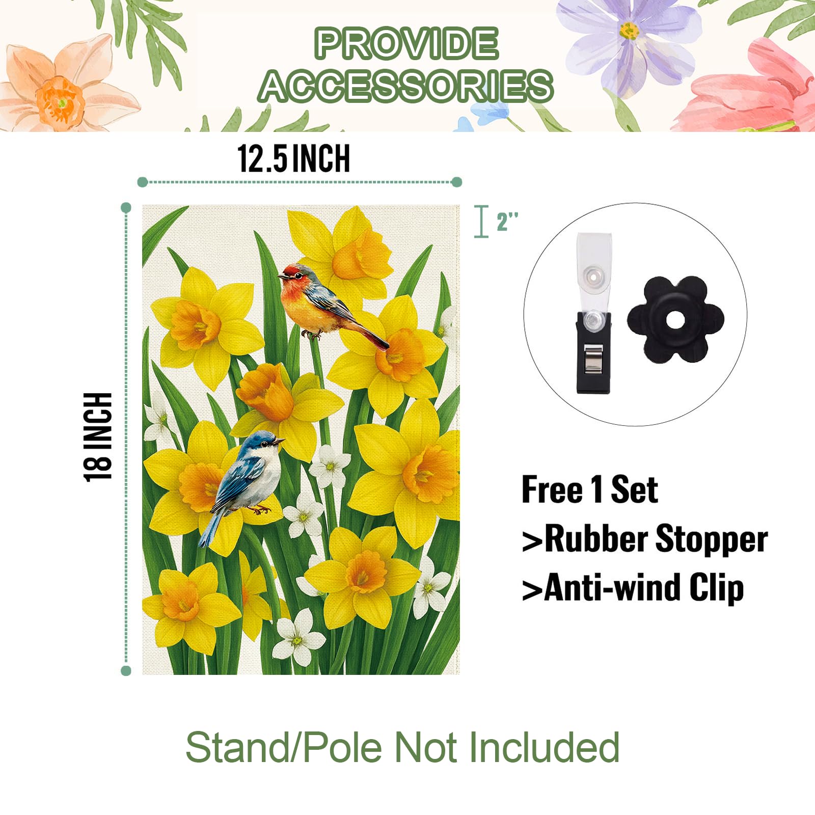 Baccessor bluebirds yellow flowers flag features cheerful garden decor option