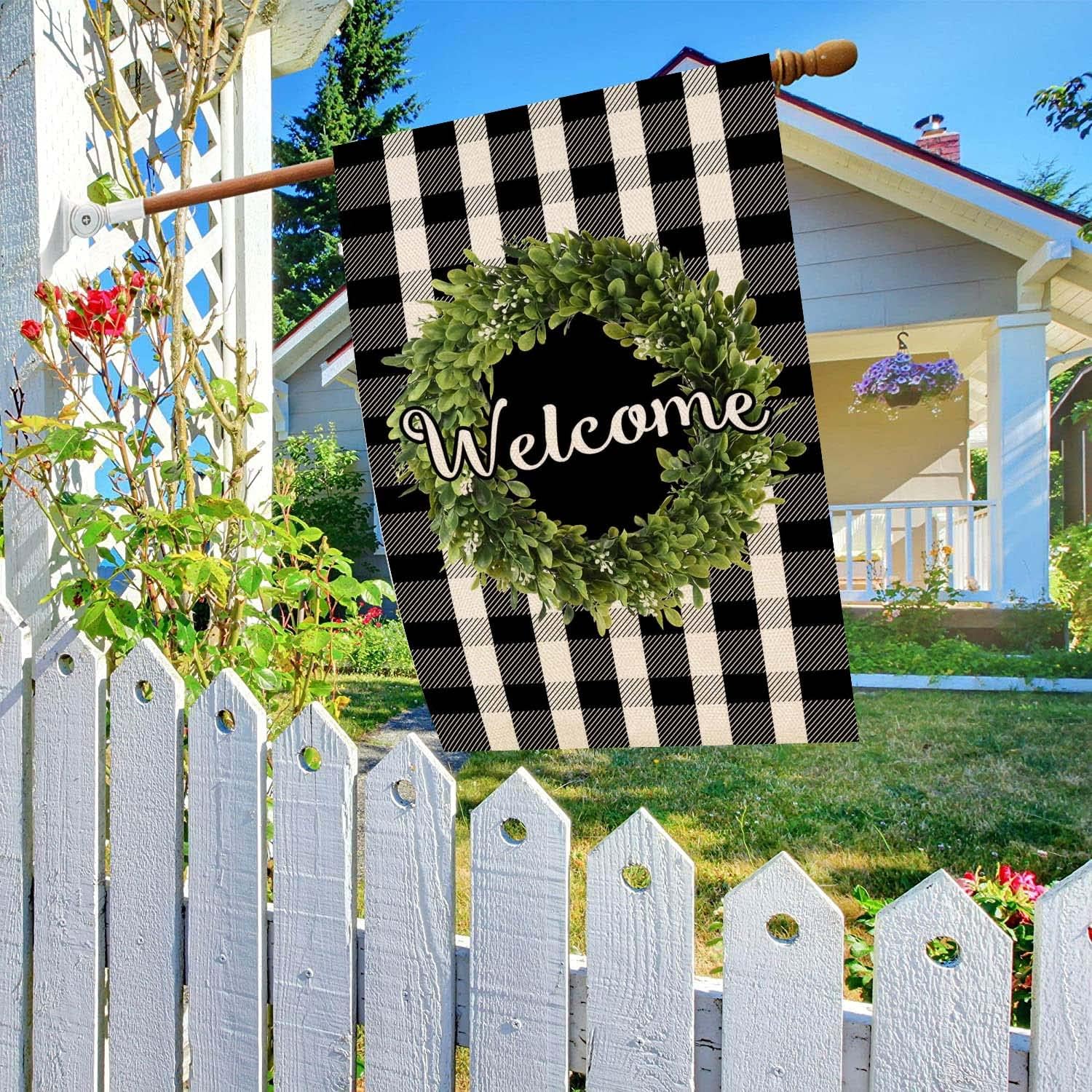 Baccessor Buffalo plaid welcome flag, double-sided with vivid, long-lasting colors