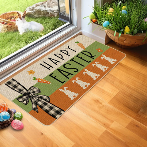 Baccessor bunny-carrot-welcome mat with non-slip backing keeps entry secure.
