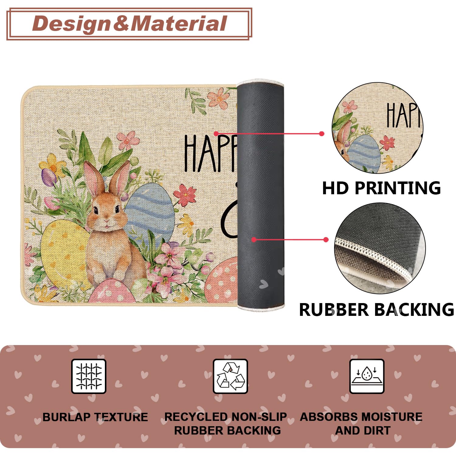 Baccessor Bunny and colorful eggs motif adds festive charm.