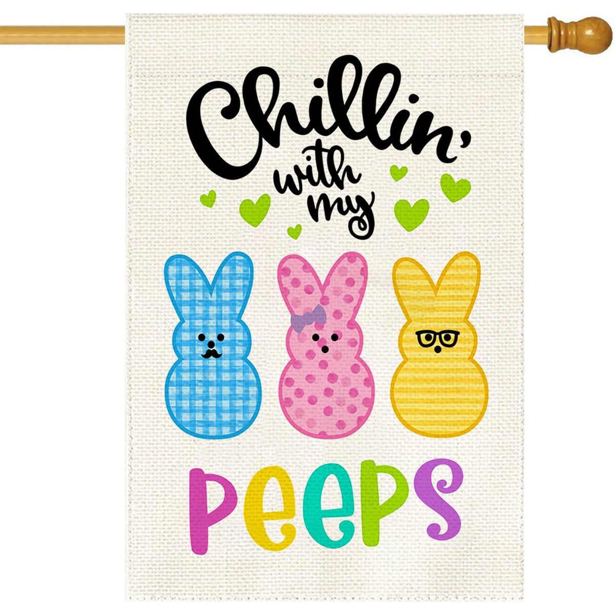 Baccessor Bunny Easter House Flag with Chillin With My Peeps design for vibrant outdoor display
