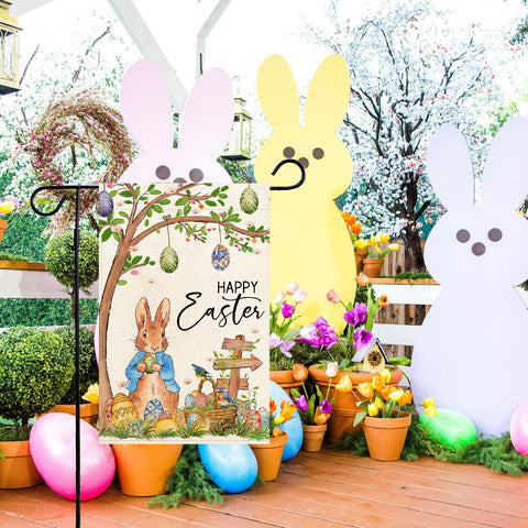 Baccessor weatherproof Easter flag withstands wind and rain for seasonal decor.