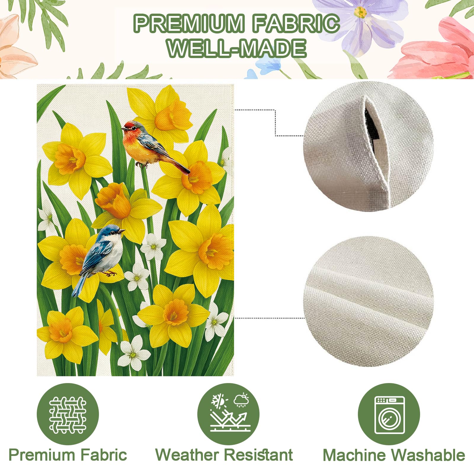 Baccessor daffodils house flag large 28x40 inch for vivid outdoor display