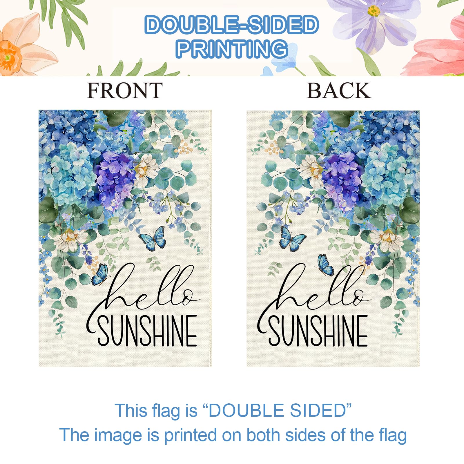 Baccessor designer hydrangea flag combines style and outdoor practicality.